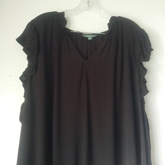 Terra & Sky flutter sleeve black blouse women's size 3X - Picture 2 of 14